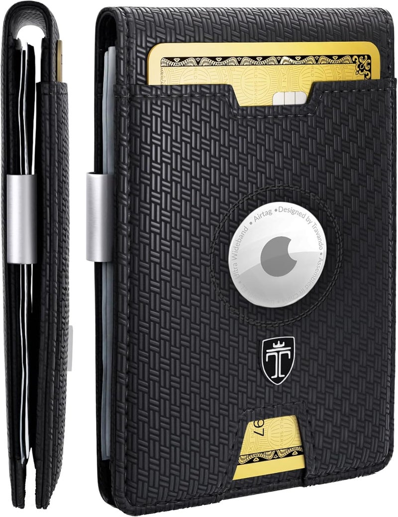 TRAVANDO AirTag* Wallet Mens Wallet with Money Clip Air Tag Wallet Card Holder RFID Blocking Bifold Gifts for Men - Image 1